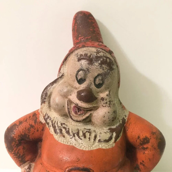 Vintage Walt Disney Snow White Dwarf Figurine Happy Sieberling Latex Figure - Picture 2 of 16